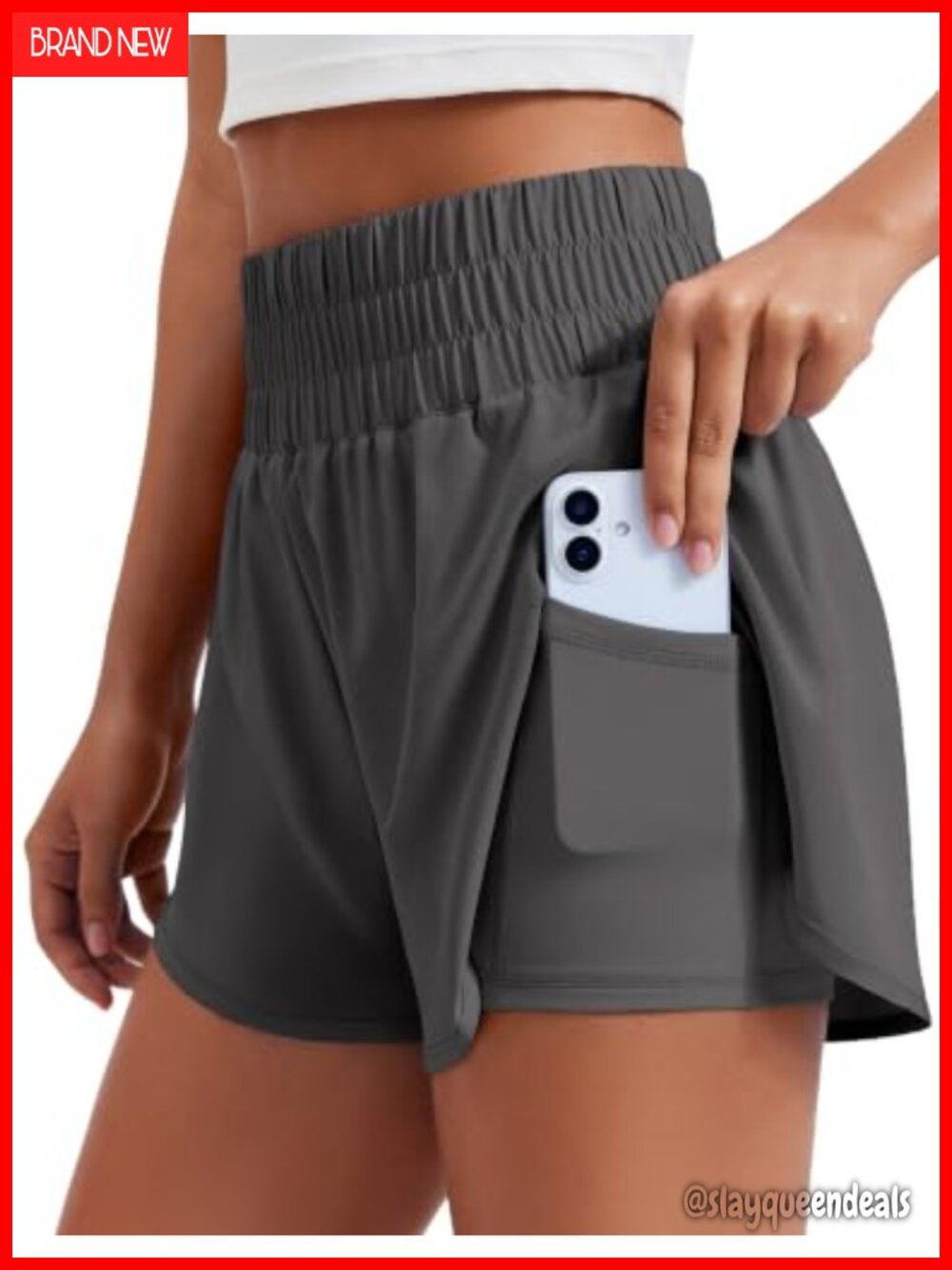 Women's 2-in-1 Running Shorts High-Split 3" Liner Athletic Workout Short